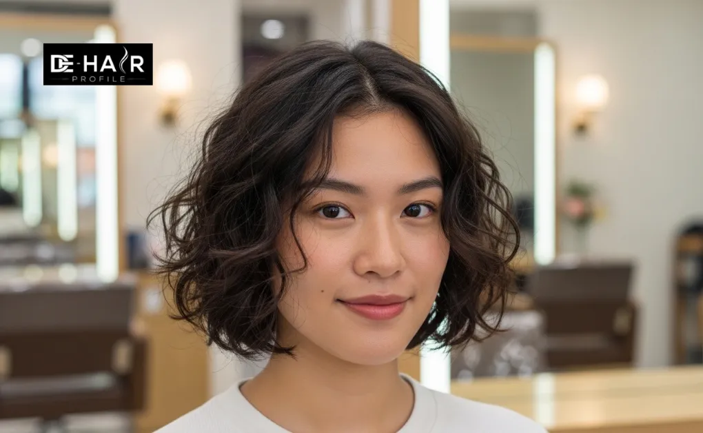 A playful curly bob with natural texture, highlighting how mid-length and shoulder-length hairstyles can enhance cheekbones.