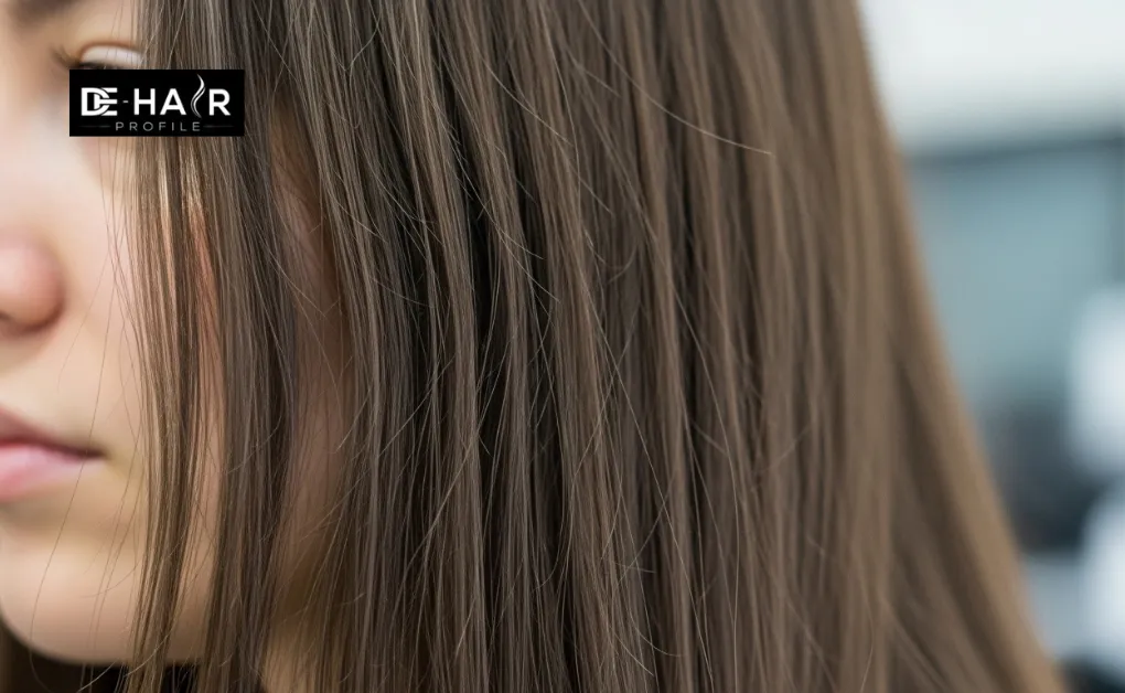Close-up of hair strands illustrating the potential risk of damage and dryness that can occur after a hair rebonding treatment.