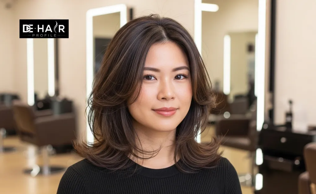 Elegant shoulder-length hair with face-framing layers, a top choice for mid-length and shoulder-length hairstyles that highlight cheekbones